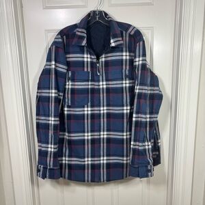 L.L. Bean Reversible Primaloft Flannel Full Zip Jacket Men’s XL Blue/Blue Plaid